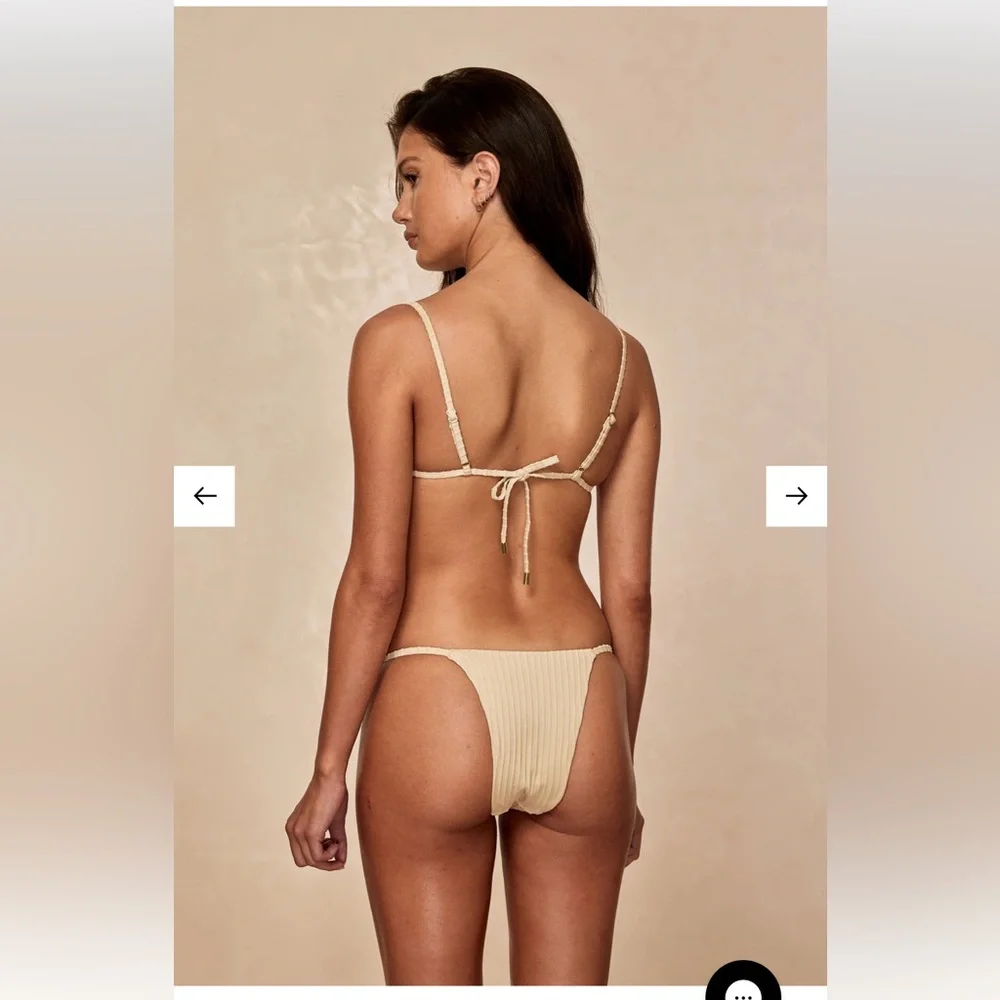 Monday Swimwear Cream Ribbed Triangle Bikini Set